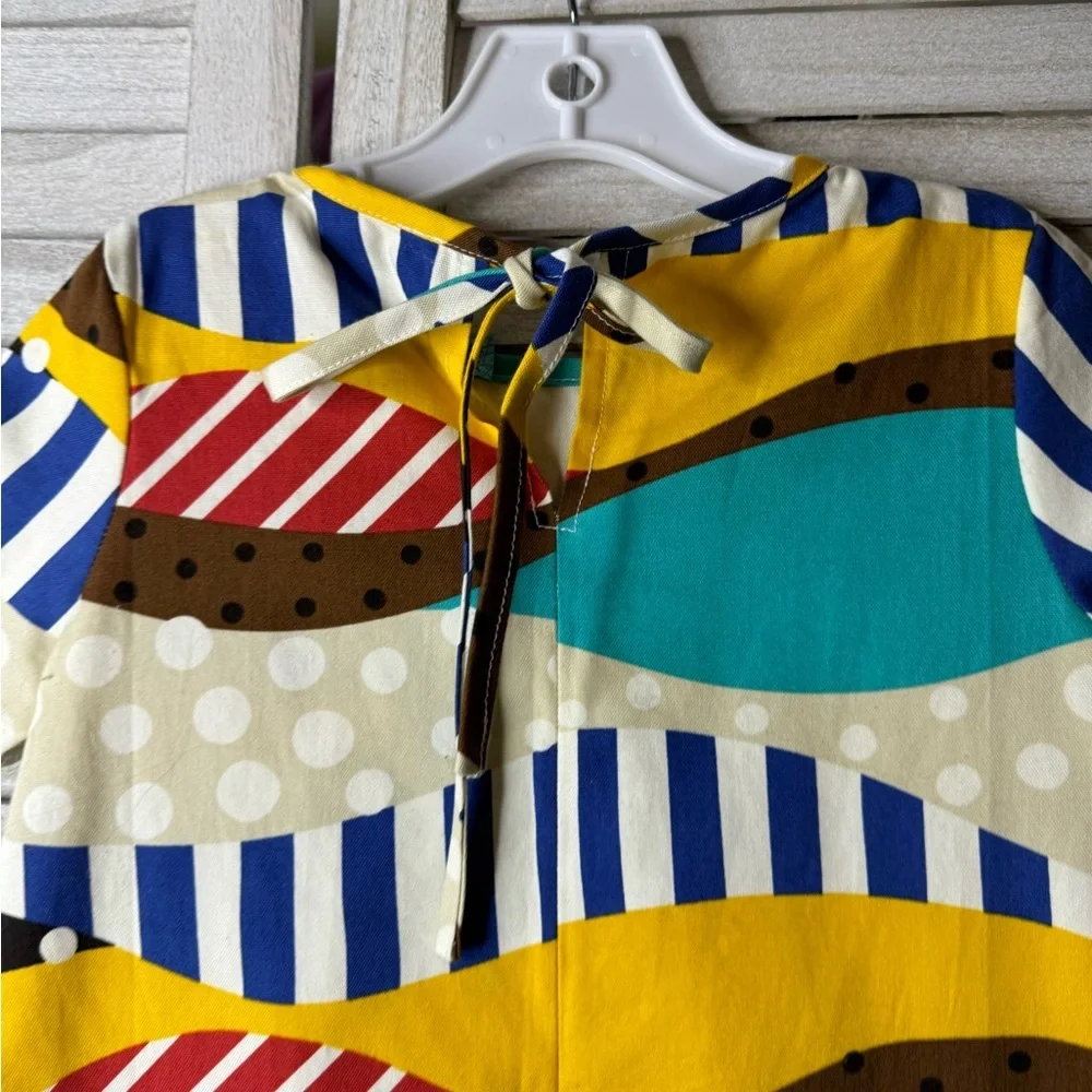Glitter & Wit Girls Shift Dress Size 4 Colorblock Stripes Polka Dot Boutique